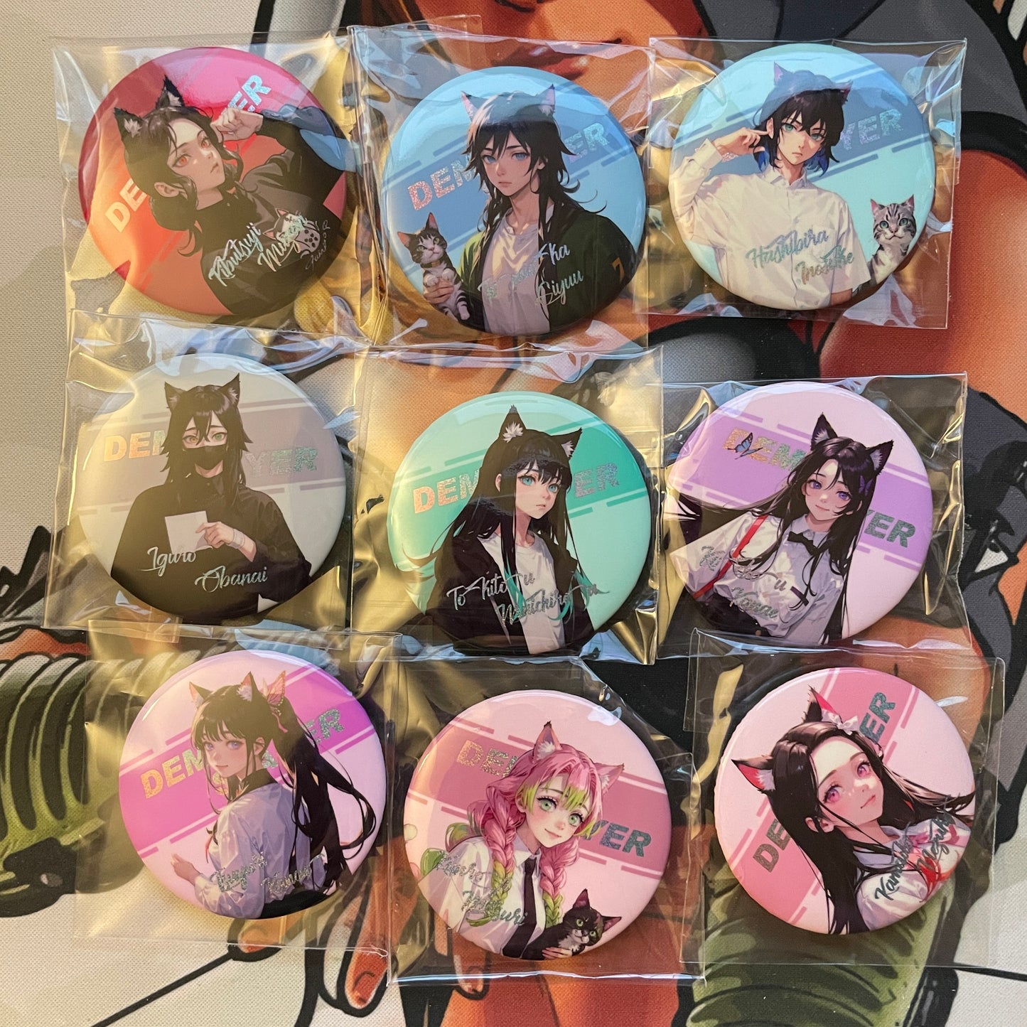 Demon Slayer 9 Button Set